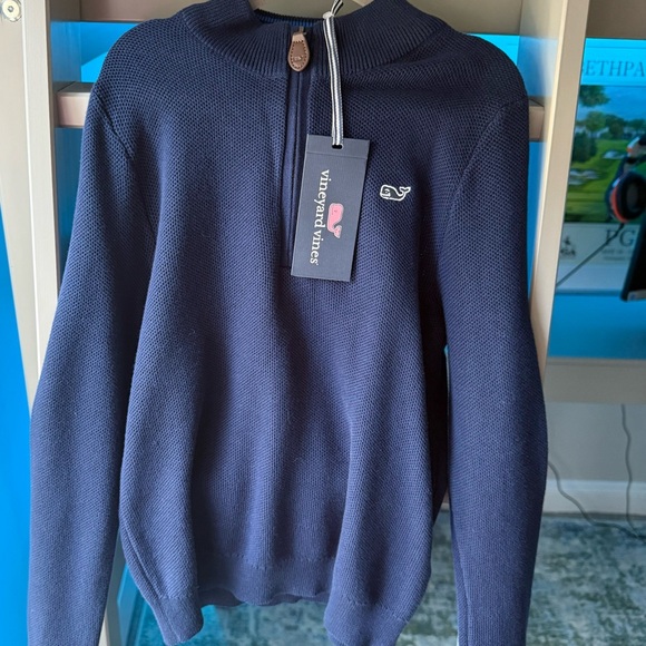 Vineyard Vines Kids Classic Mock Neck Navy Blue Sweater - Picture 1 of 4